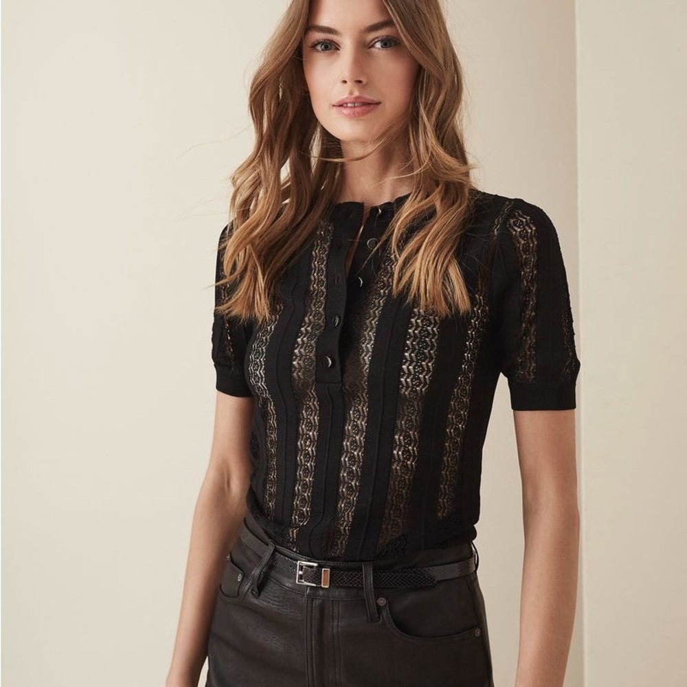Reiss Lana Black Knitted Top (new without tags NWOT) Size Small